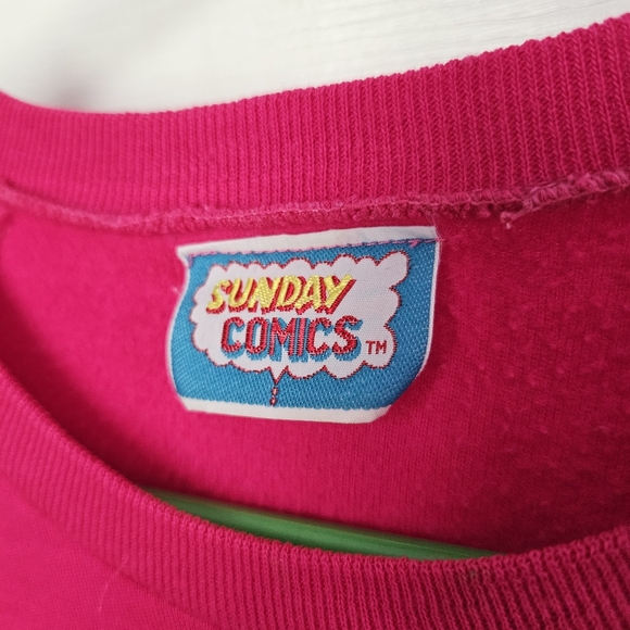 80's Vintage Micky & Minnie Mouse Hot Pink Sweatshirt by Sunday Comics - Picture 6 of 8